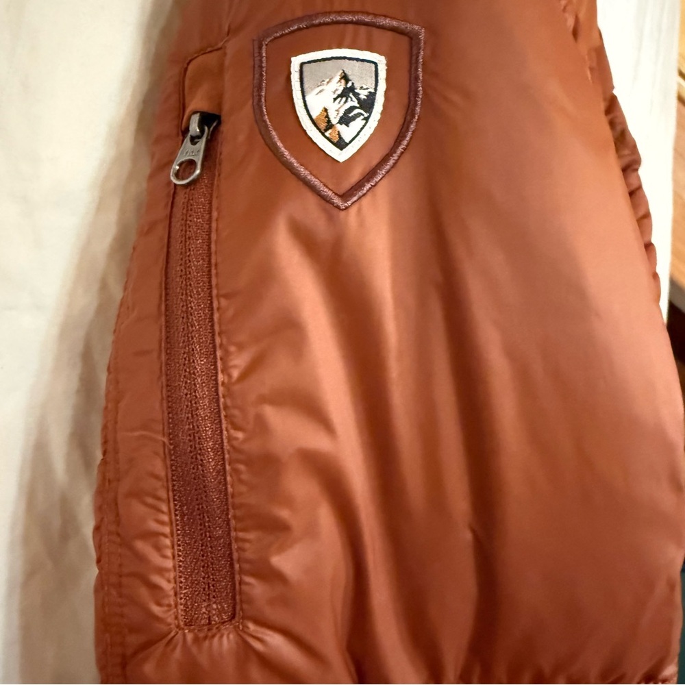 KUHL Spyfire Goose down Jacket cinnamon rust dark orange small puffer NWOT zip - Picture 13 of 15